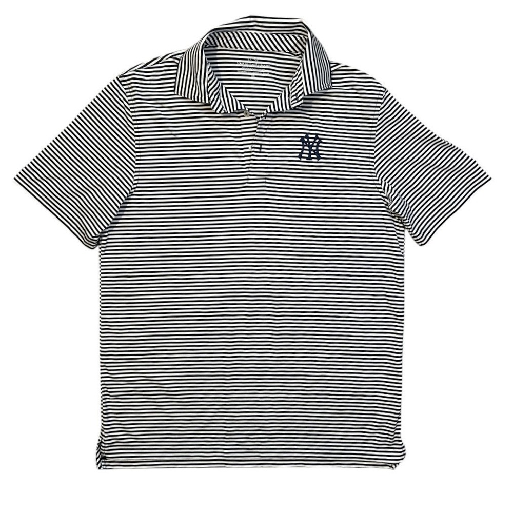 VINEYARD VINES New York Yankees Polo Shirt sz M Blue White Striped MLB Baseball - Picture 2 of 8